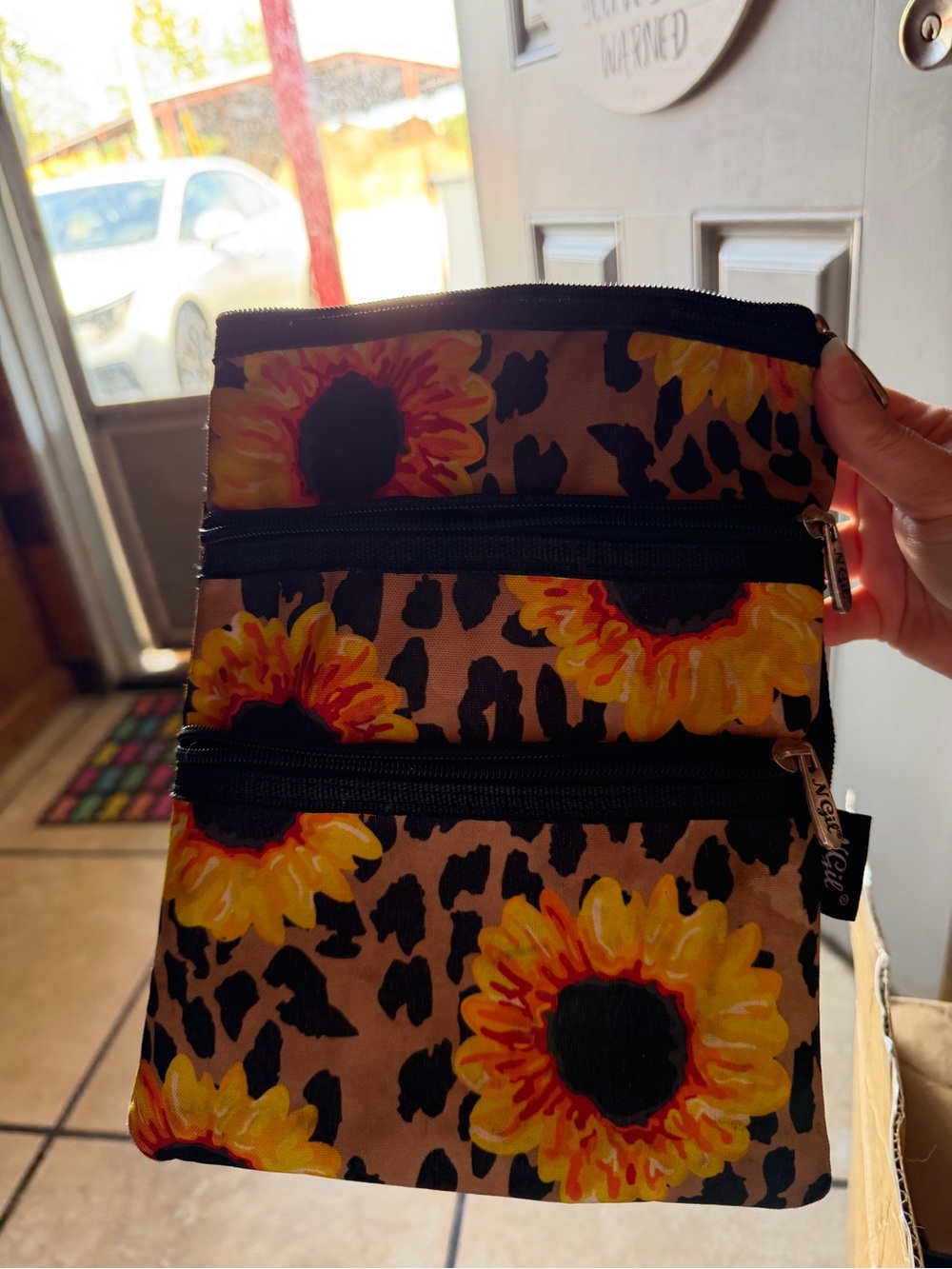 Sunflower Leopard Print Crossbody Pouch - Yellow